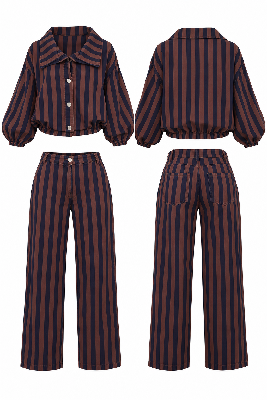Striped Denim Two-Piece Set