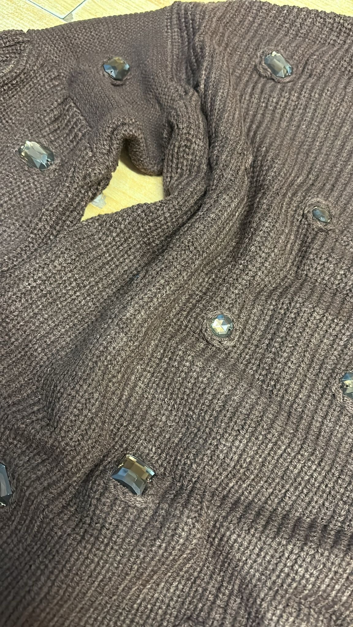 brown rhinestone sweater