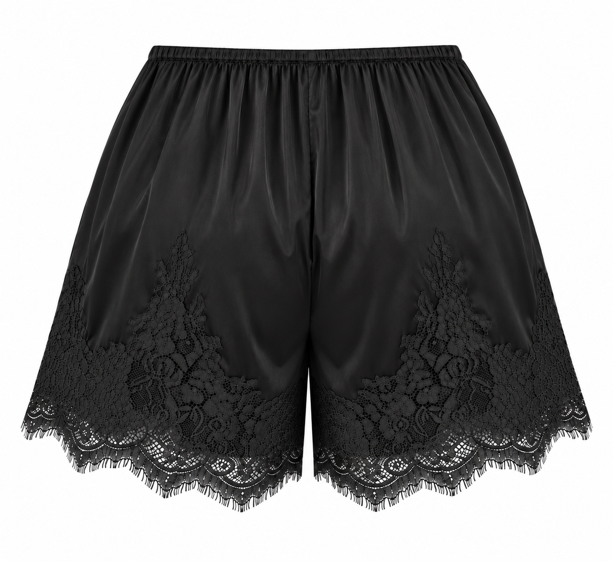 Lace Trim Satin Shorts