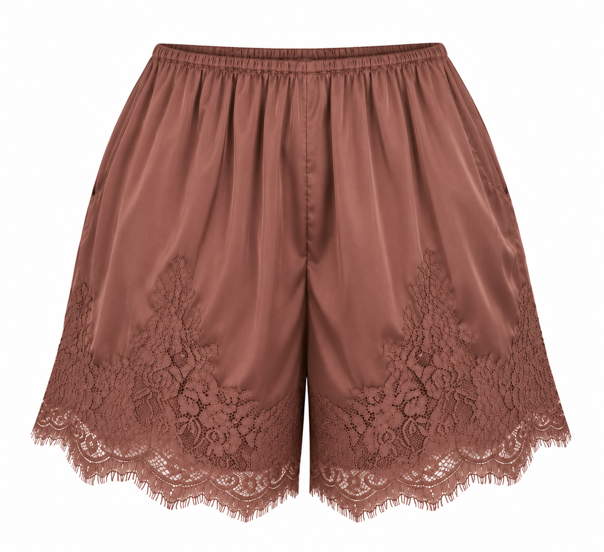 Lace Trim Satin Shorts