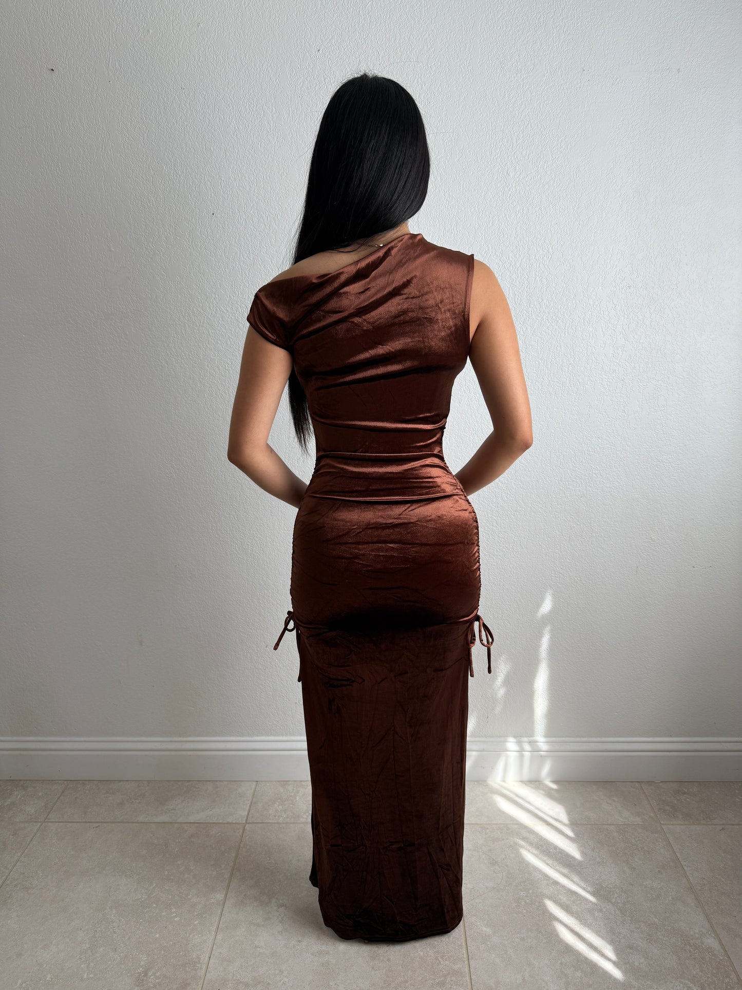 Copper velvet dress
