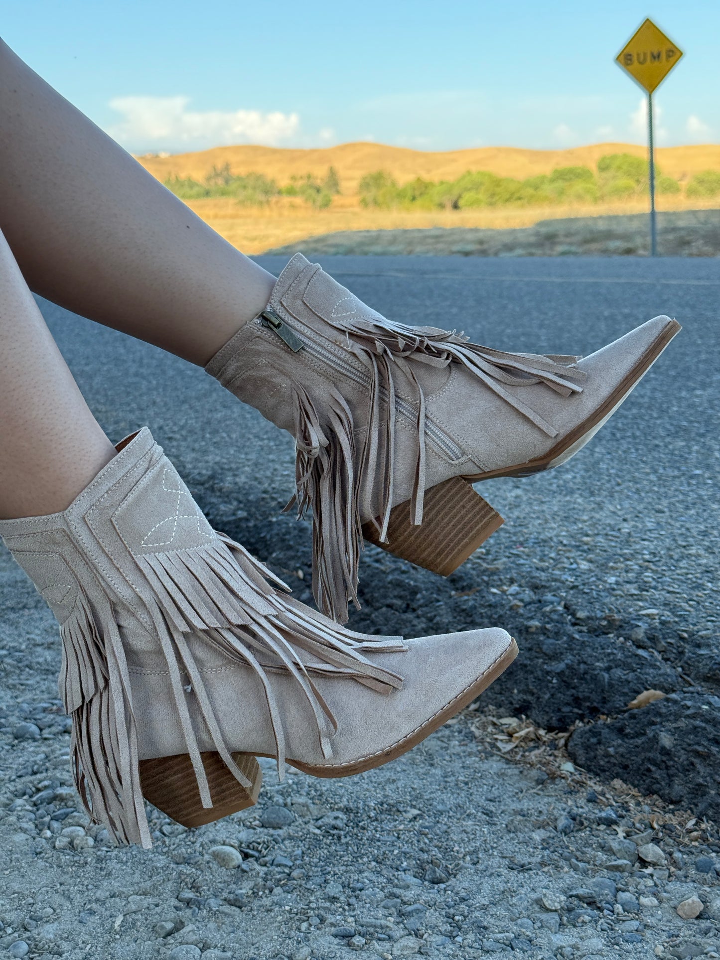 Amairani sand fringe boots