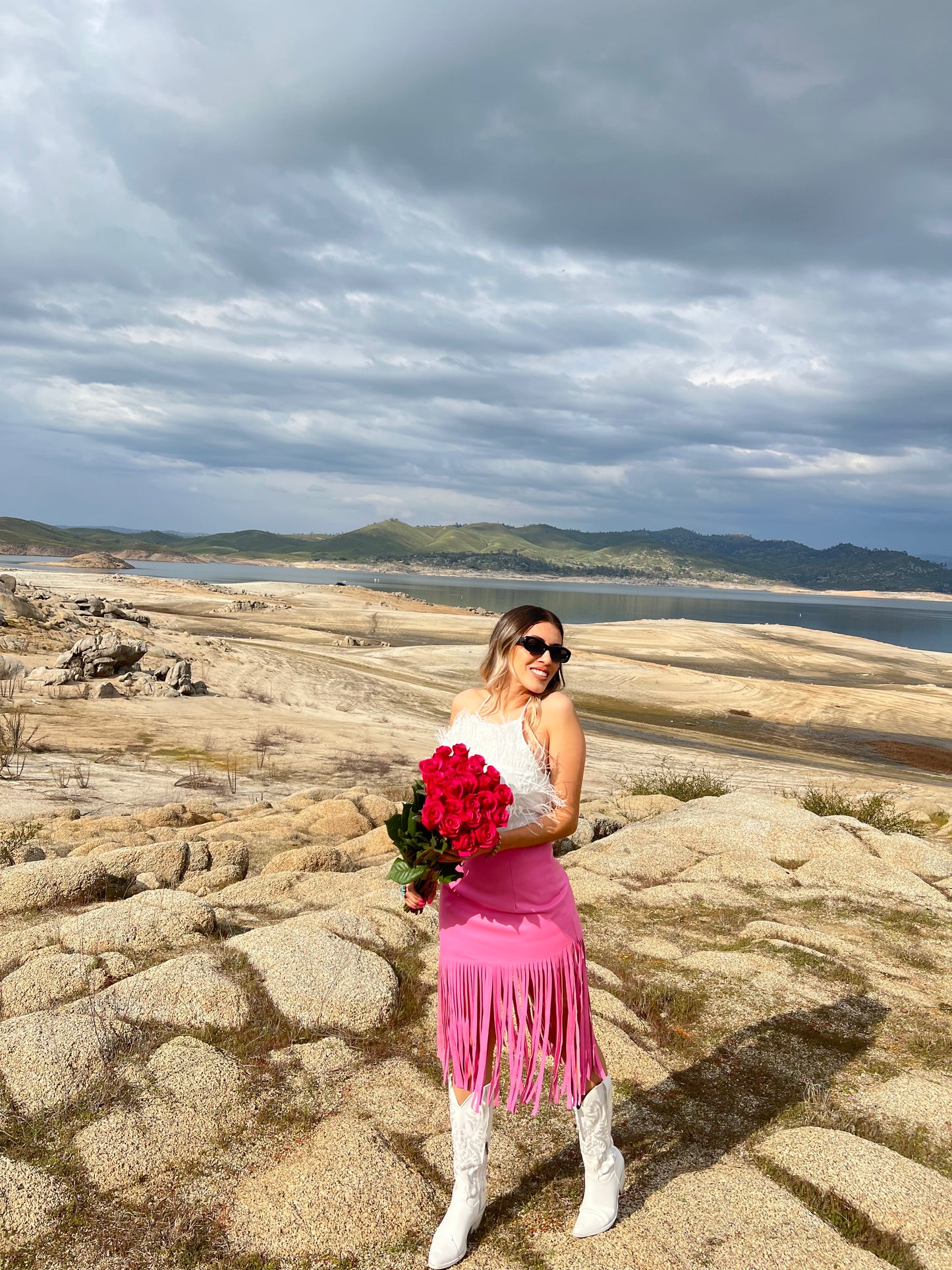 Amor pink faux leather skirt