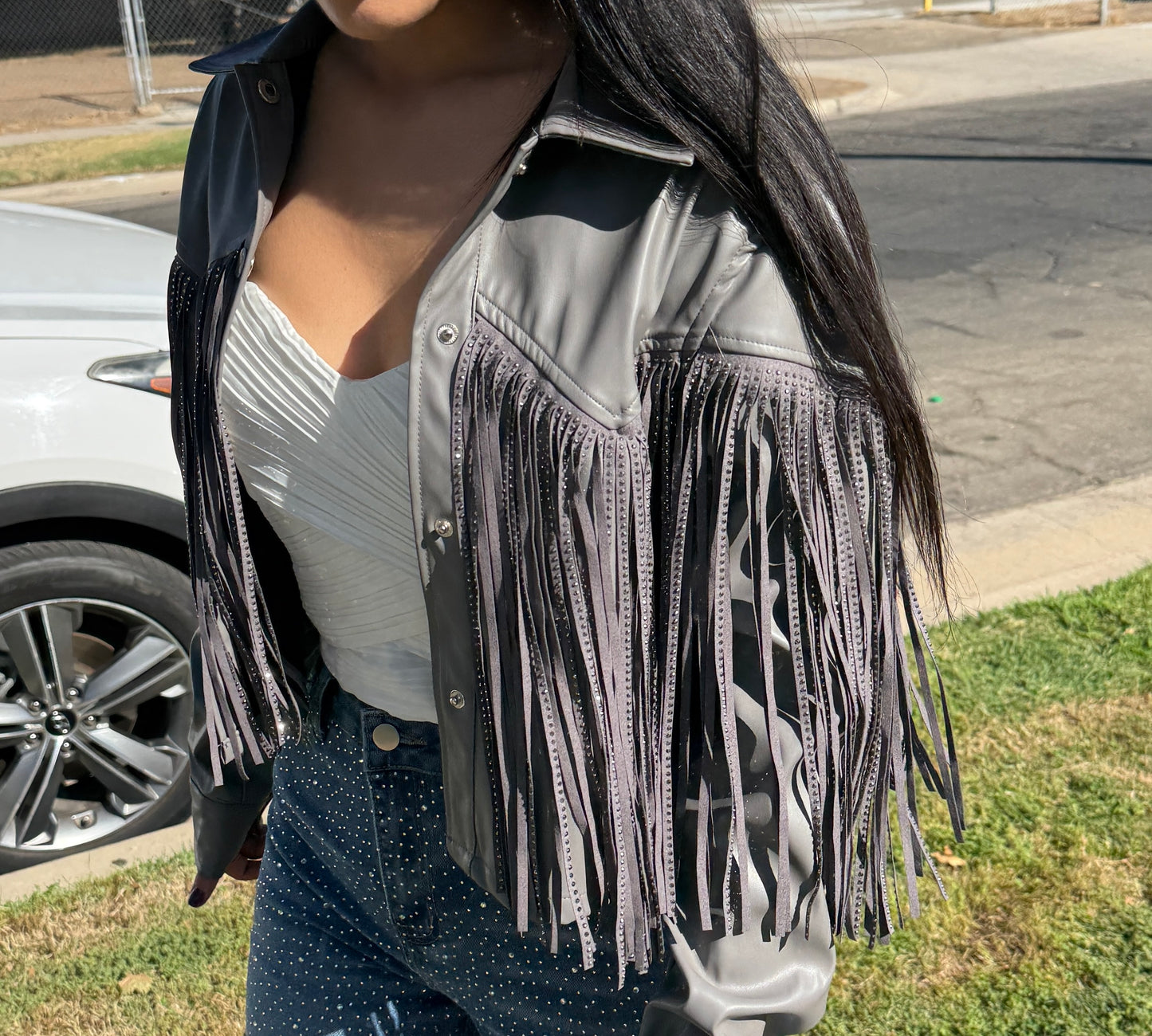 Shiny fringe jacket