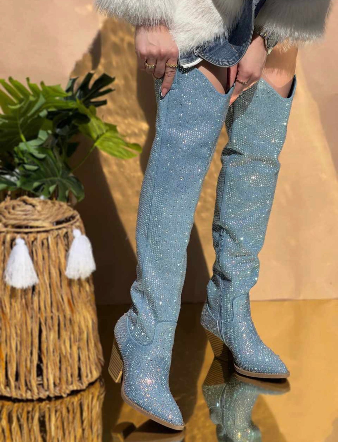 Armonia denim bright tall boots