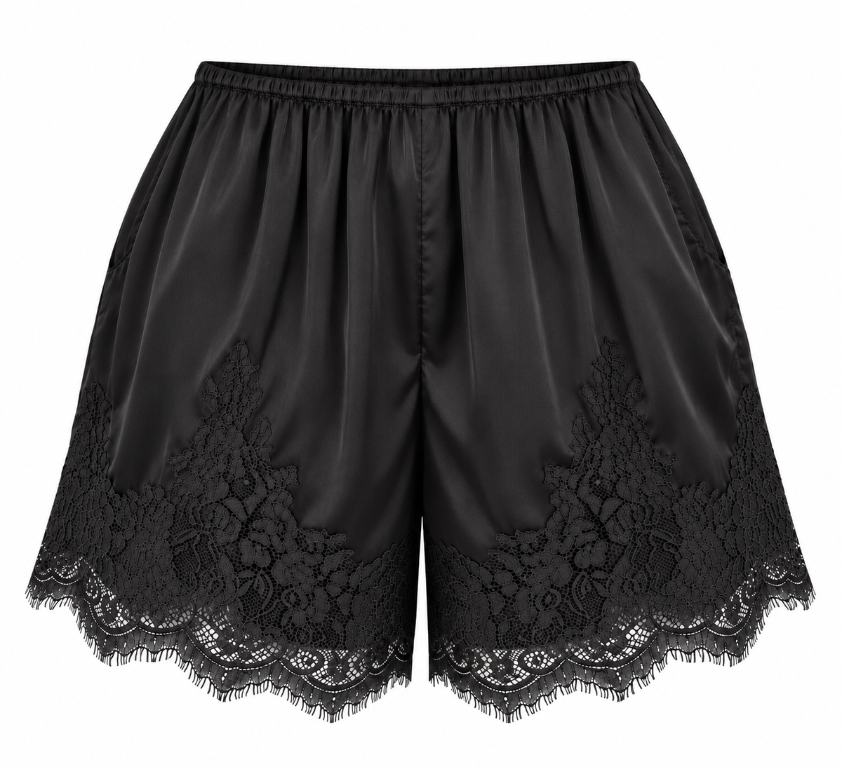 Lace Trim Satin Shorts
