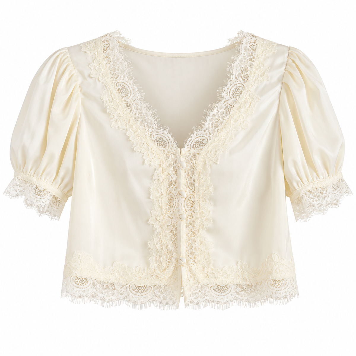 Romantic Lace Trim Blouse
