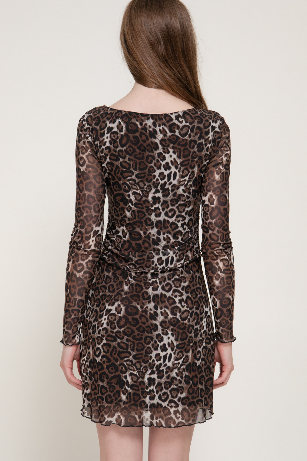 Leopard Mesh Mini Dress