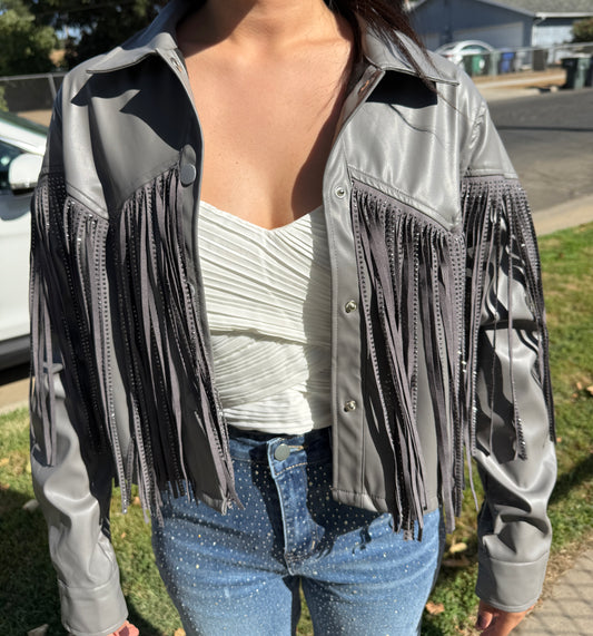 Shiny fringe jacket