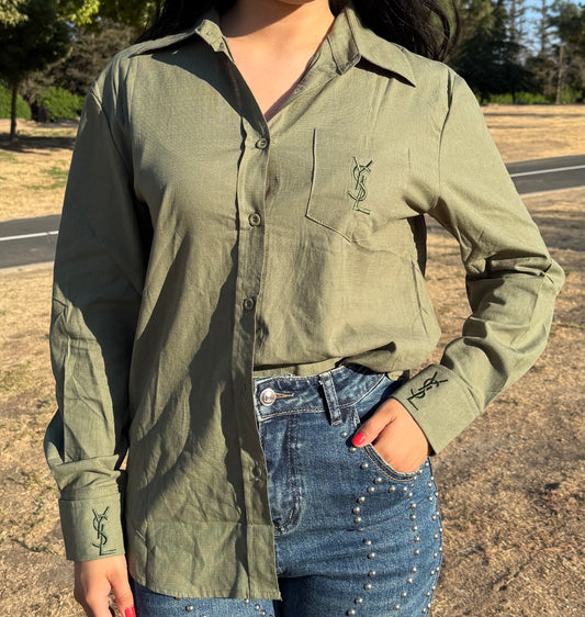 Green button up