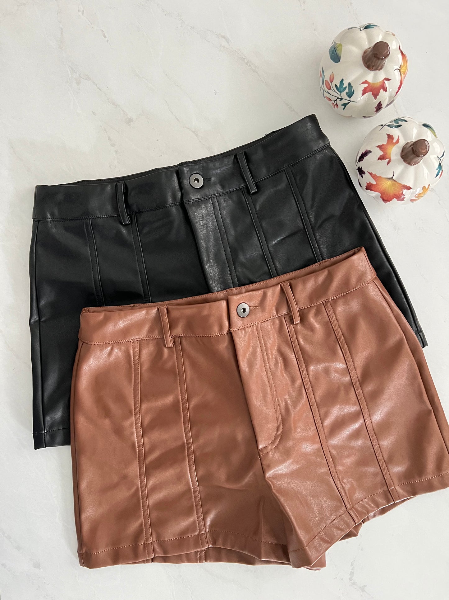 Leticia-faux leather shorts