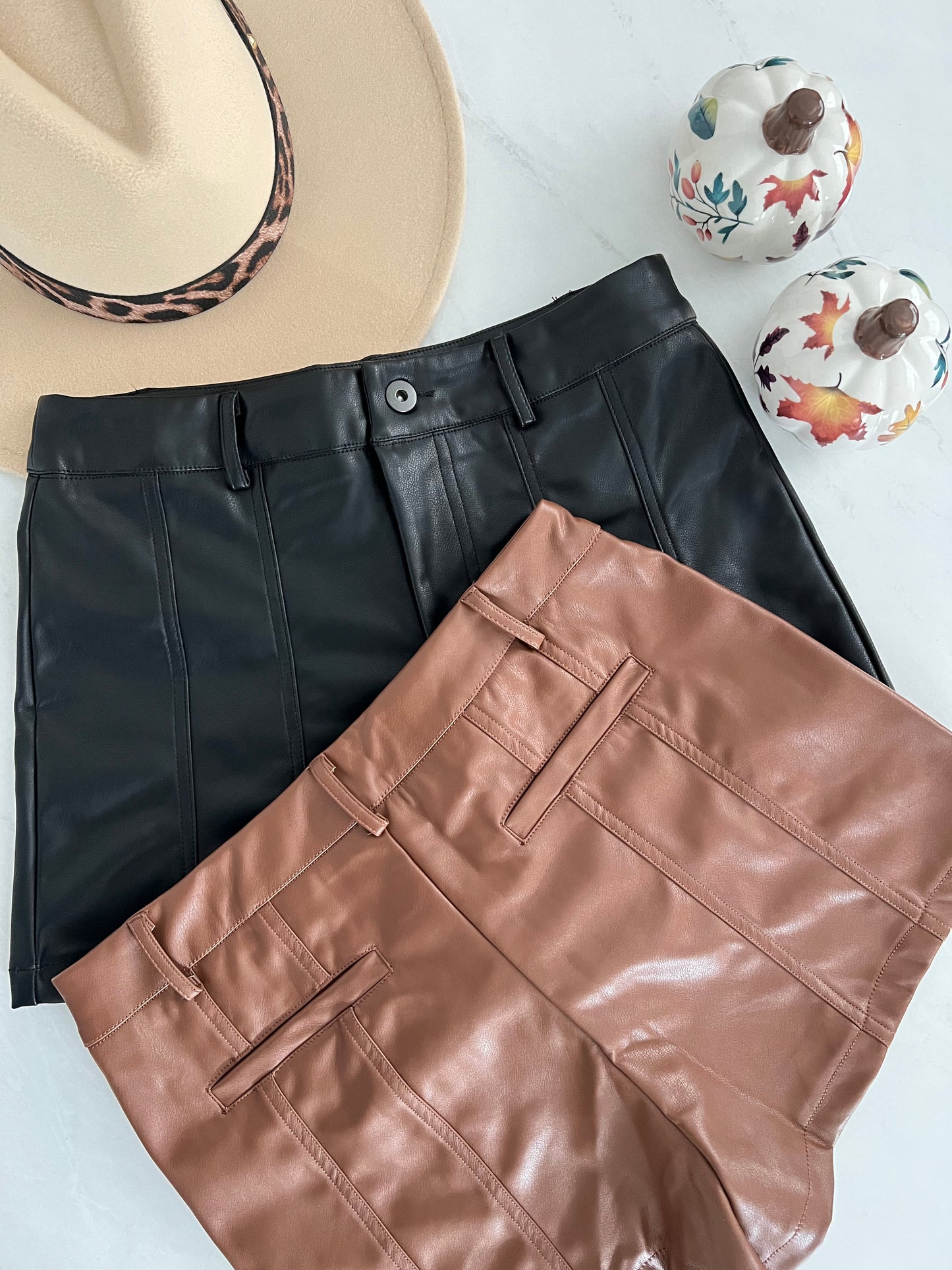 Leticia-faux leather shorts