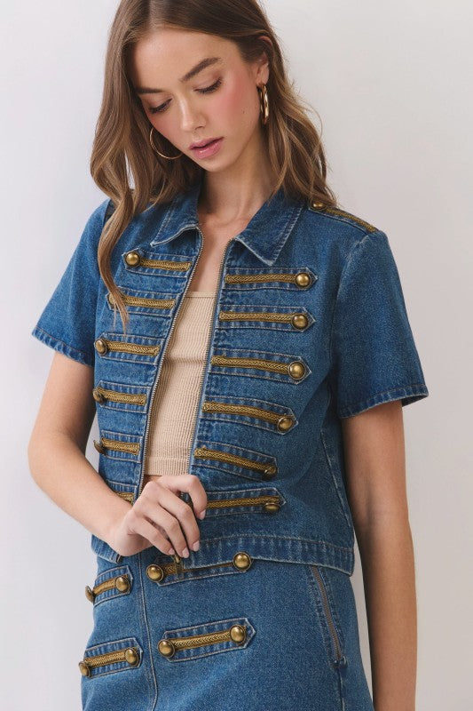 Military Chic Denim Top