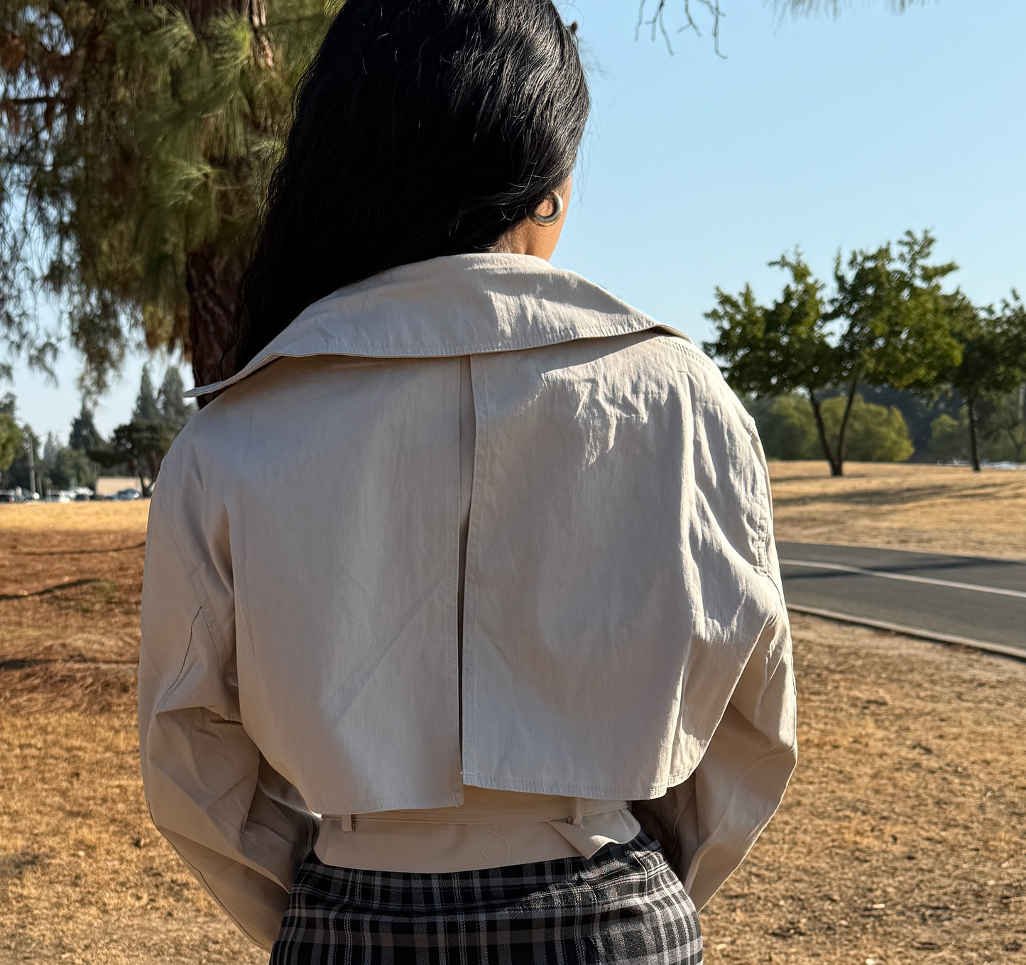 Cropped trench coat