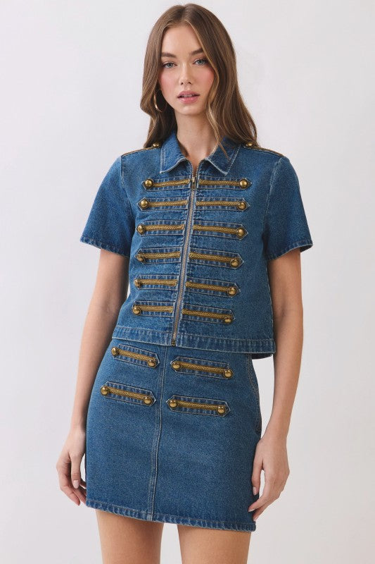 Military Chic Denim Top