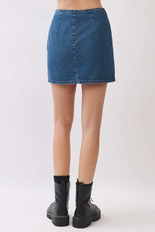 Military Chic Denim Mini Skirt