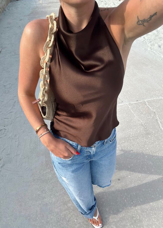 Elias halter satin top