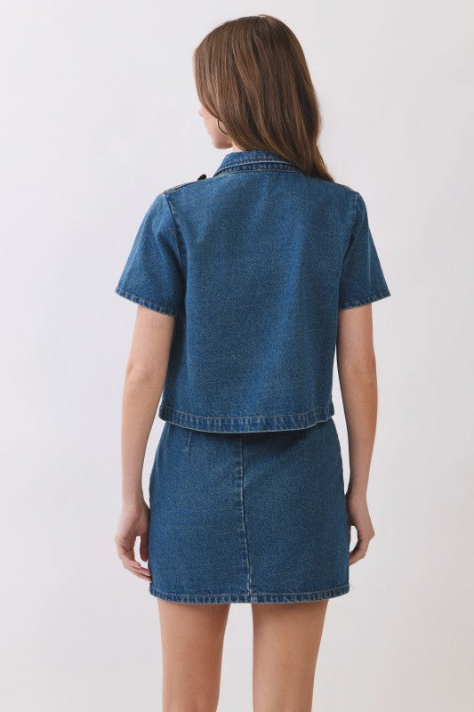 Military Chic Denim Top