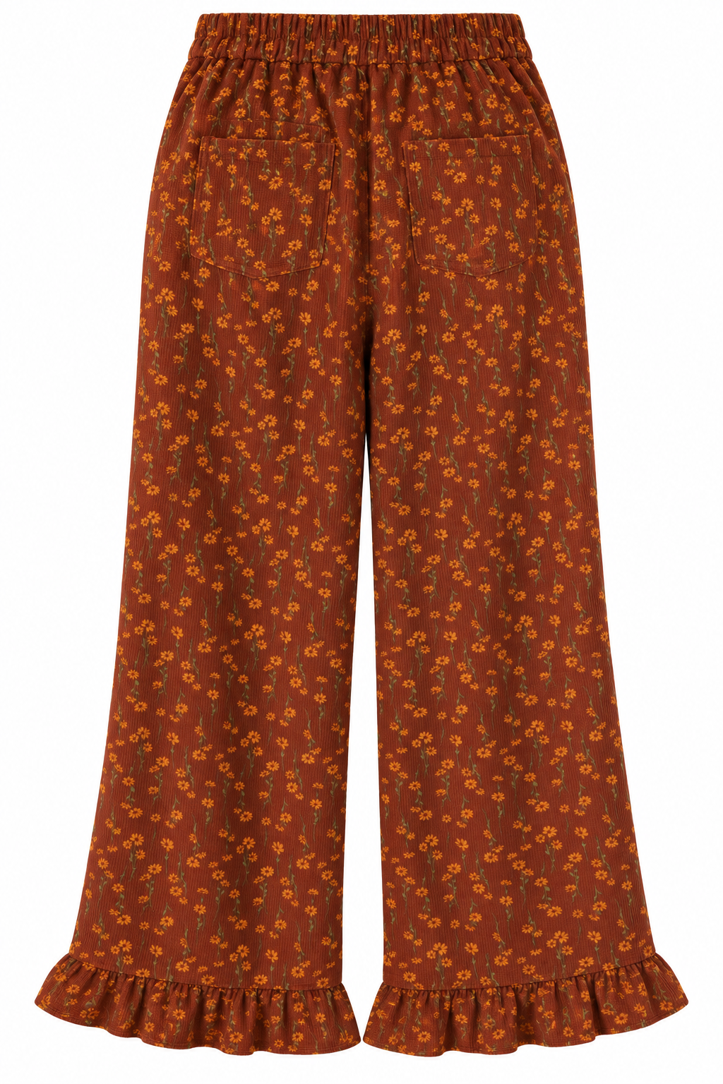 Corduroy Floral Wide-Leg Pants