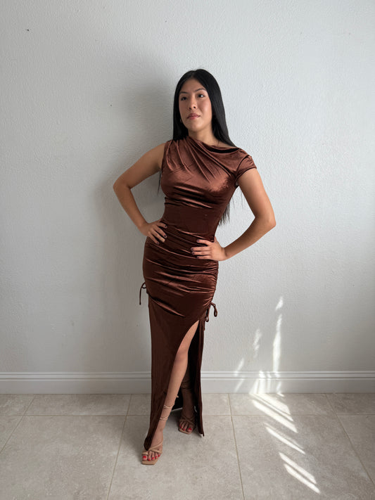 Copper velvet dress
