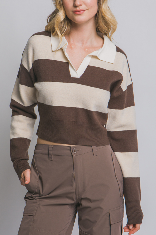 Elba Strip polo sweater