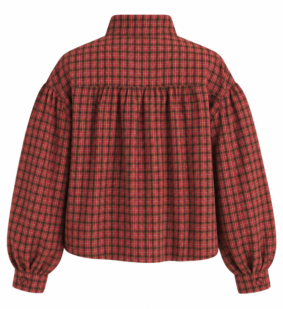 Plaid Balloon Sleeve Jacket
