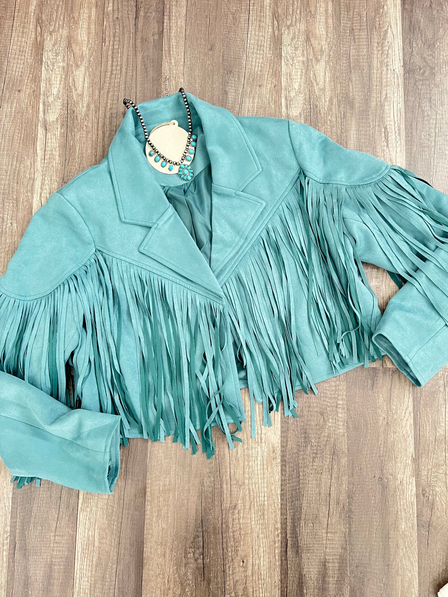 Cowgirl -fringes turquoise jacket