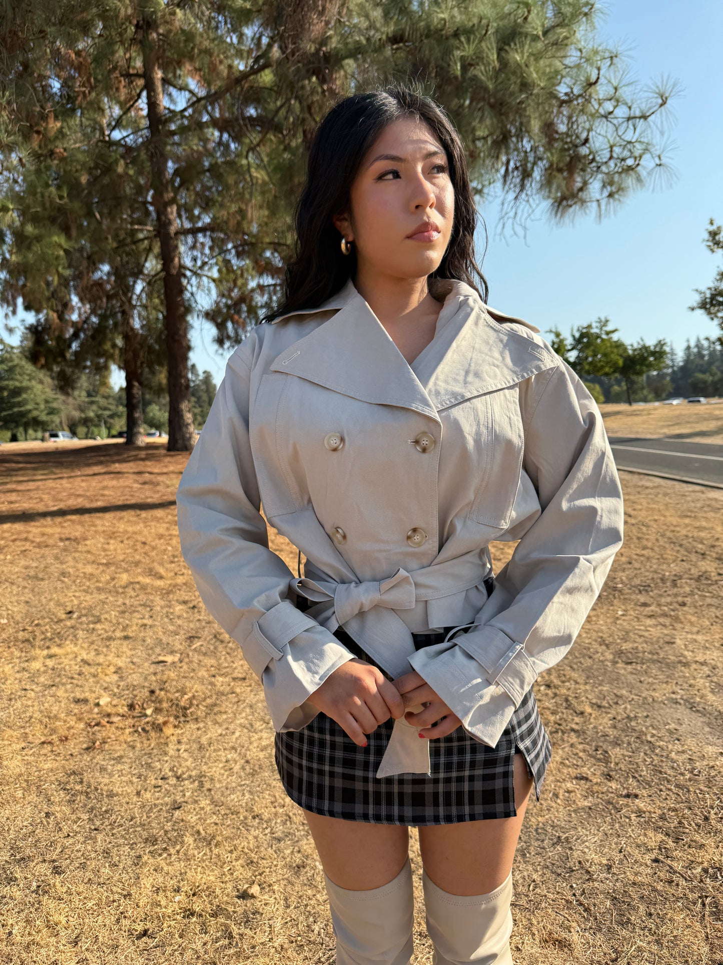 Cropped trench coat