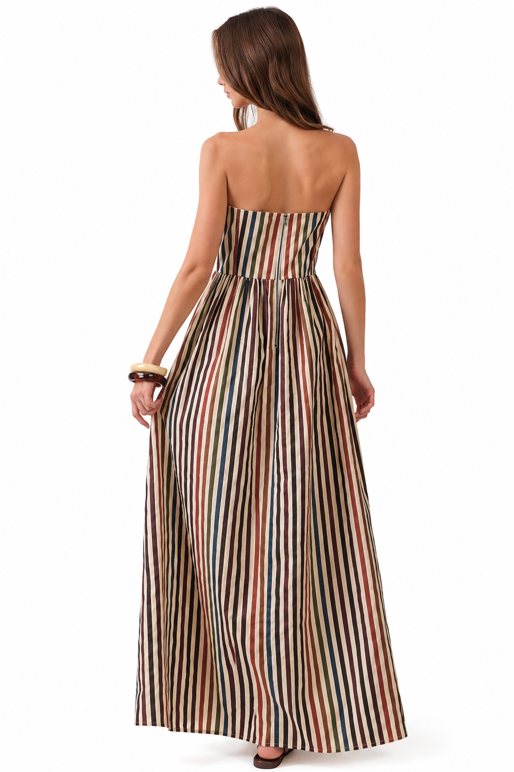 Striped Strapless Maxi Dress