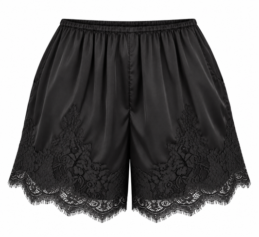 Lace Trim Satin Shorts