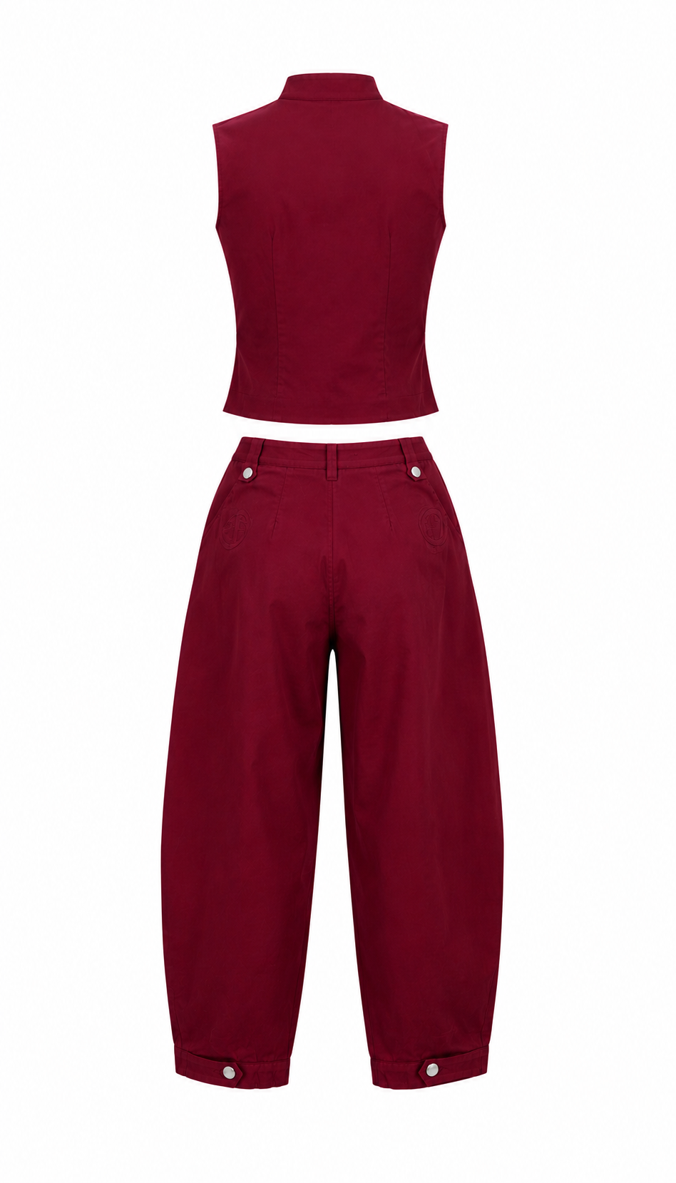 Burgundy Military-Inspired Two Piece Set