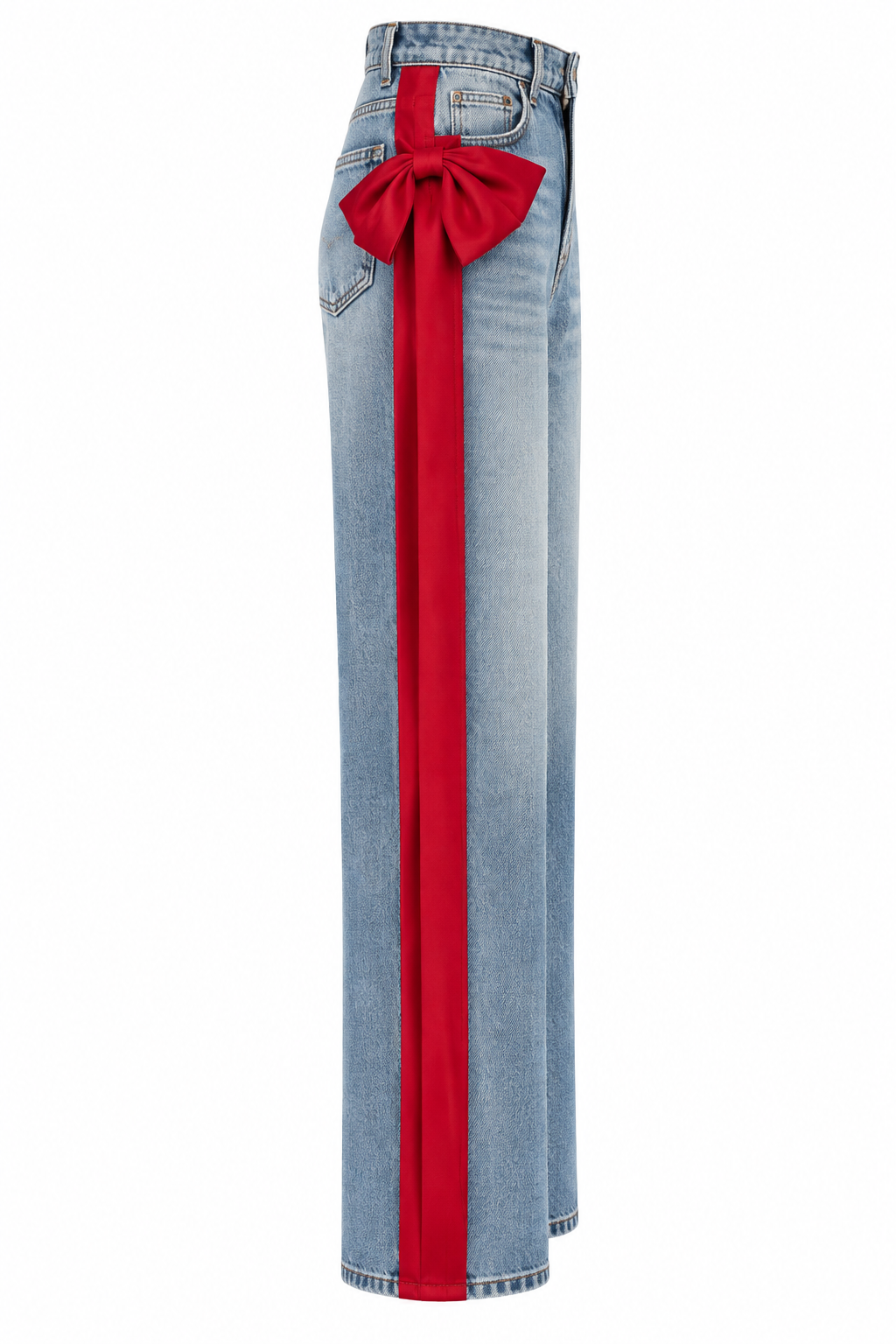 Bow Detail Wide Leg Jeans