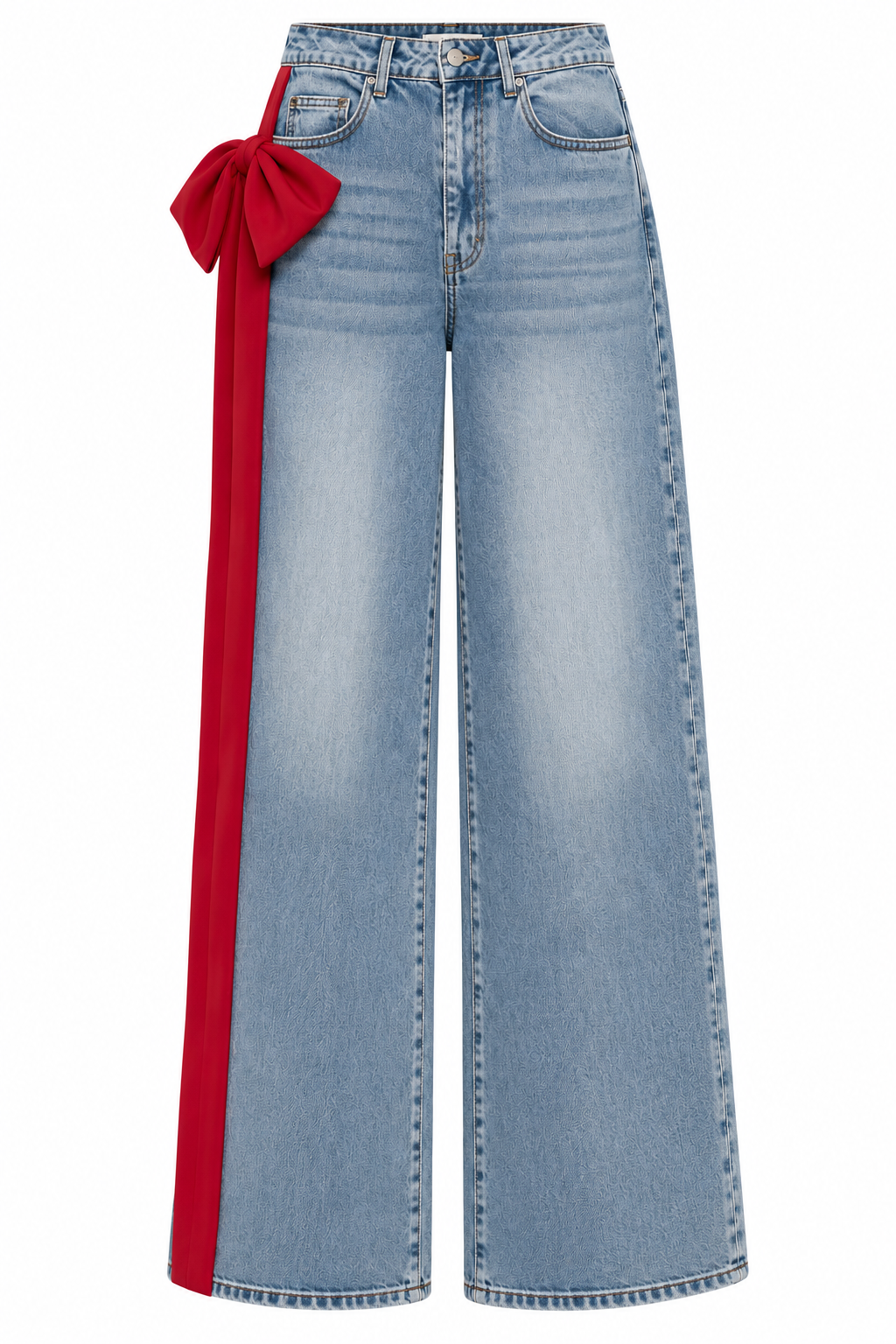 Bow Detail Wide Leg Jeans