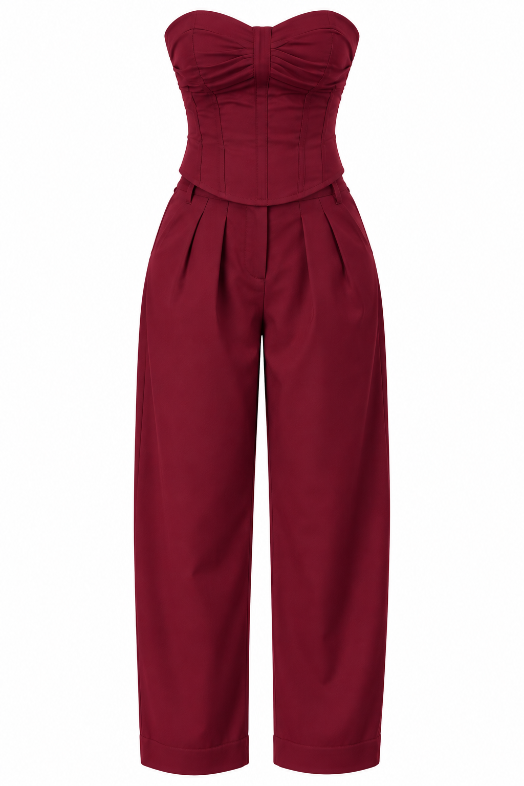 Burgundy Corset Two-Piece Set