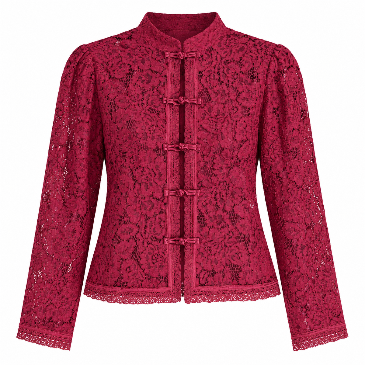 Vintage Lace Mandarin Collar Blouse