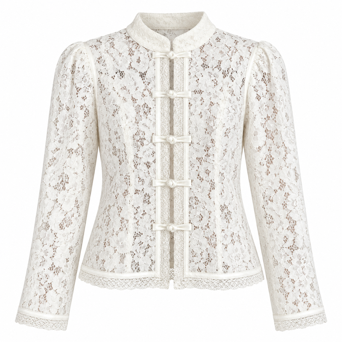 Vintage Lace Mandarin Collar Blouse