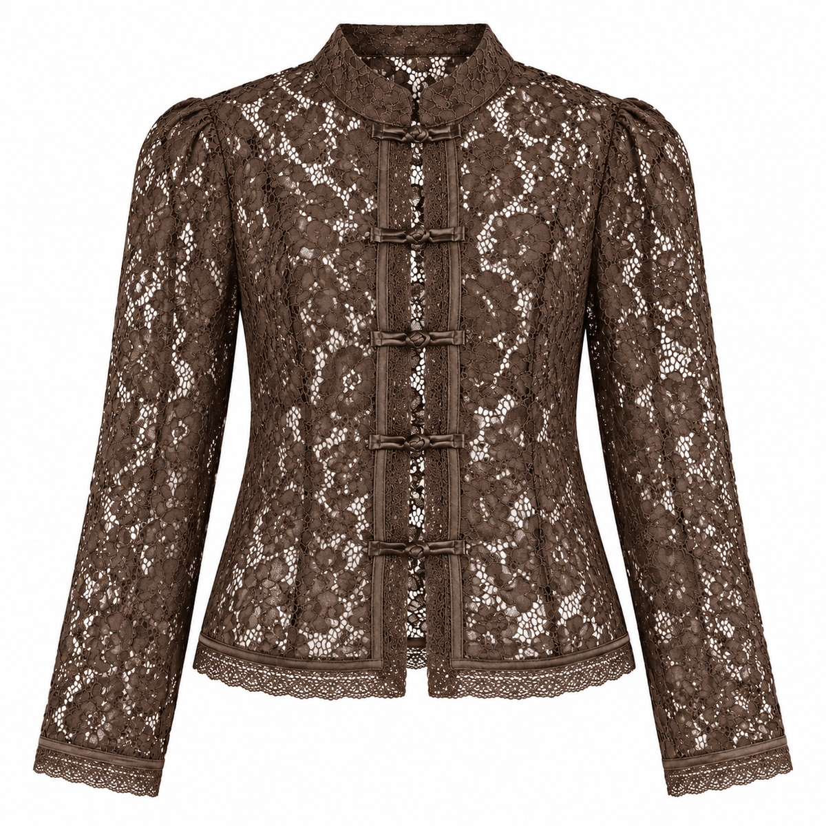 Vintage Lace Mandarin Collar Blouse