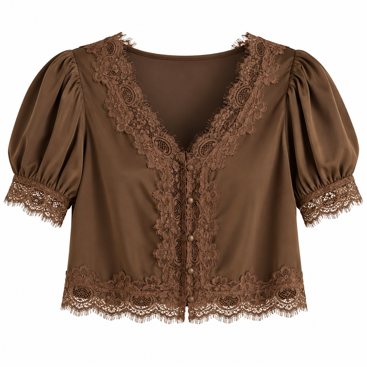 Romantic Lace Trim Blouse