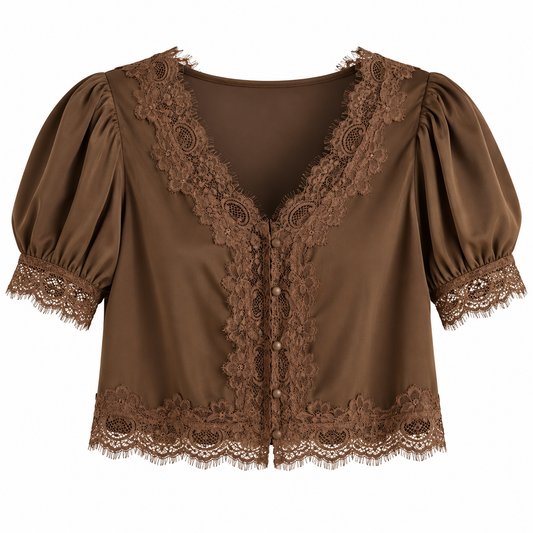 Romantic Lace Trim Blouse