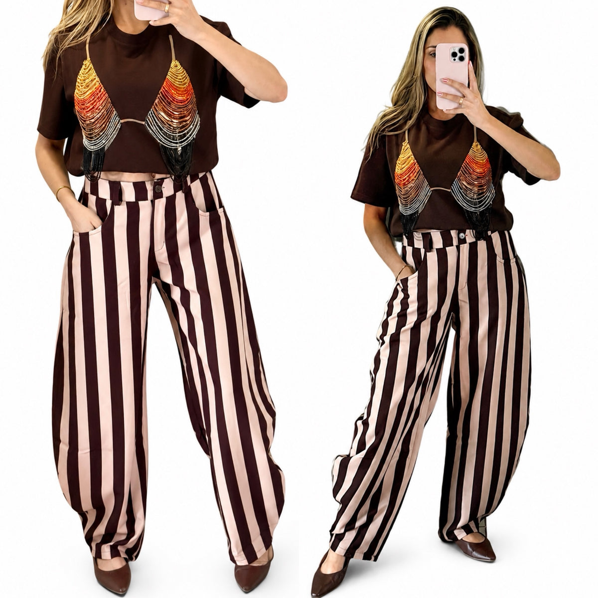 Striped Barrel Pants